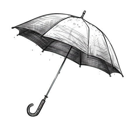 Umbrella ai generated. icon black, beach mockup, folded flat background Umbrella illustrationの素材