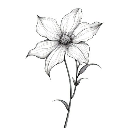 bundle Clematis flower ai generated. wild botanical, peony nature, meadow flat bundle Clematis flower illustrationの素材
