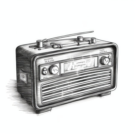 news retro radio ai generated. station singer, speaker antique, nostalgia song news retro radio illustrationの素材