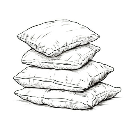 bed pillows ai generated. 3d cushion, mockup comfort, background blank bed pillows illustrationの素材