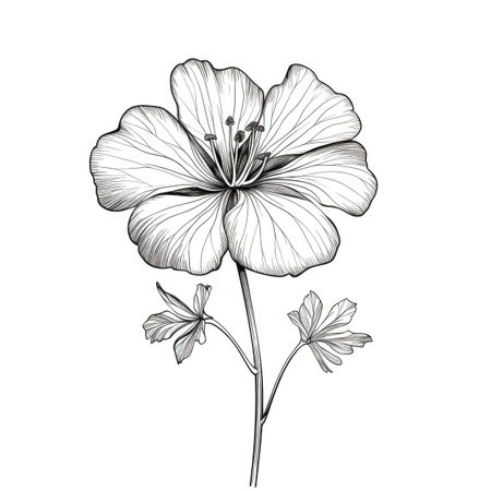 plant Geranium flower ai generated. watercolor floral, red bouquet, stem summer plant Geranium flower illustrationの素材