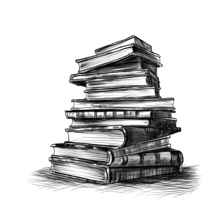 study stack of books ai generated. school textbook, library literature, knowledge read study stack of books illustrationの素材