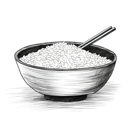 rice rice ai generated. plant food, chinese harvest, sketch paddy rice rice illustrationの素材