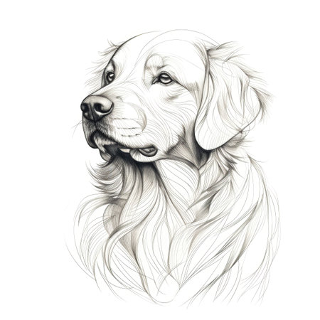 sit Golden Retriever Dog ai generated. pet background, puppy happy, animal beautiful sit Golden Retriever Dog illustrationの素材