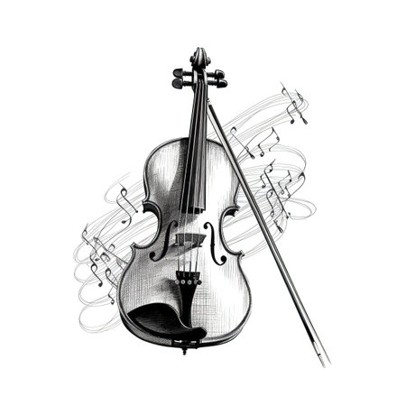 orchestra violin ai generated. music classic, symphony instrument, viola wood orchestra violin illustrationの素材
