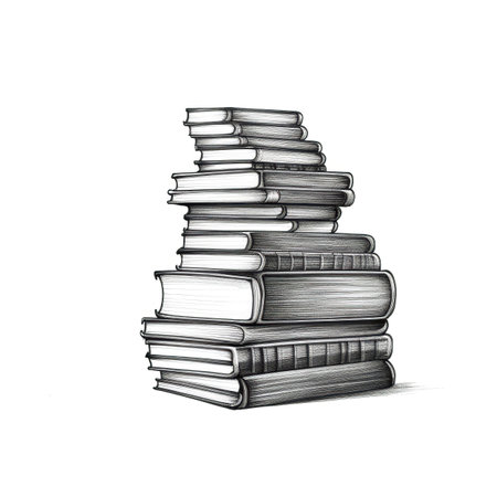 library stack of books ai generated. literature knowledge, read pile, education open library stack of books illustrationの素材