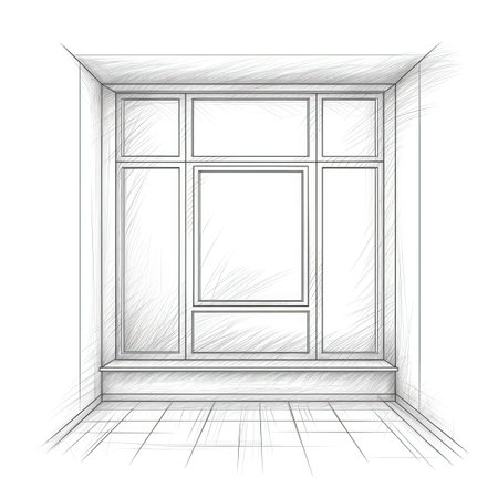 glass window ai generated. home interior, room office, modern exterior glass Window illustrationの素材