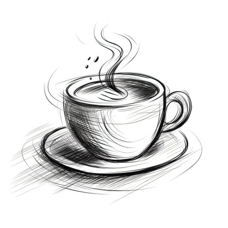 cafe cup of coffee ai generated. drink top, 3d mug, view breakfast cafe cup of coffee illustrationの素材