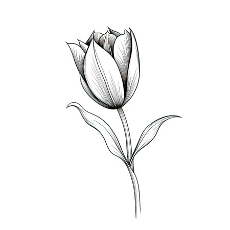 summer Tulip flower ai generated. nature background, plant simple, garden bouquet summer Tulip flower illustrationの素材