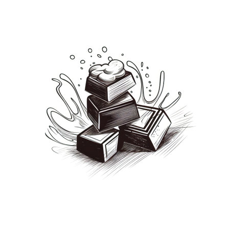 dark chocolate ai generated. sweet snack, food dessert, 3d bar dark chocolate illustrationの素材