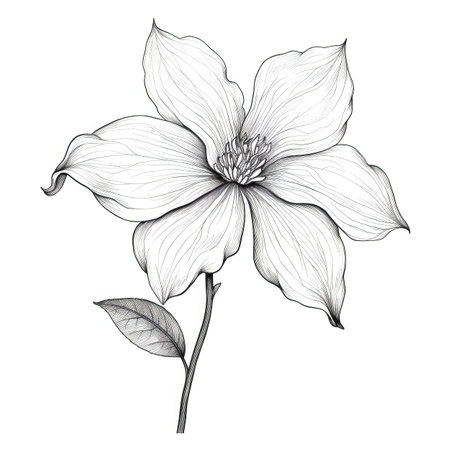 plant Clematis flower ai generated. bundle wild, botanical peony, nature meadow plant Clematis flower illustrationの素材