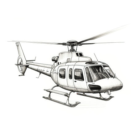 landing Helicopter ai generated. military sky, helipad new, silhouette tour landing Helicopter illustrationの素材