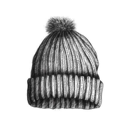 knit knitted hat ai generated. wool fashion, beanie scarf, icon background knit knitted hat illustrationの素材