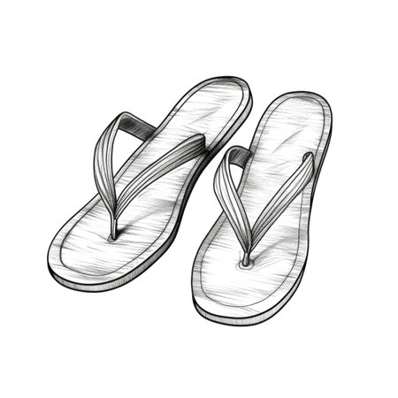 summer Pair of flip flops ai generated. top view, background vacation, flop flat summer Pair of flip flops illustrationの素材
