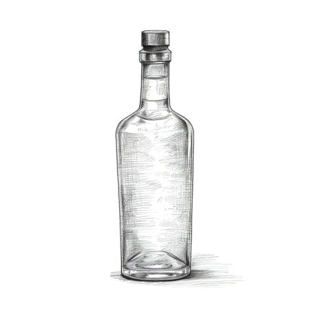 glass gin bottle ai generated. vodka liquor, alcohol mockup, sketch mock glass Gin bottle illustrationの素材