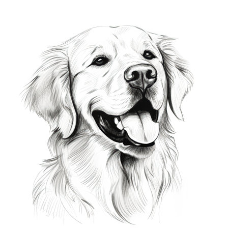 pet Golden Retriever Dog ai generated. background puppy, happy animal, beautiful yellow pet Golden Retriever Dog illustrationの素材