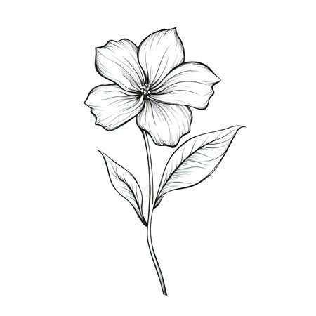blue Periwinkle flower ai generated. purple leaf, watercolor branch, spring invitation blue Periwinkle flower illustrationの素材