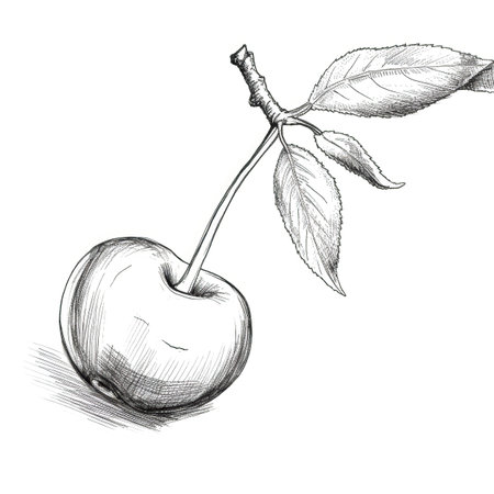 sour cherry ai generated. background fruit, leaf sweet, branch stem sour cherry illustrationの素材