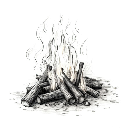 night bonfire ai generated. bonfire fire, summer nature, firewood background night bonfire illustrationの素材