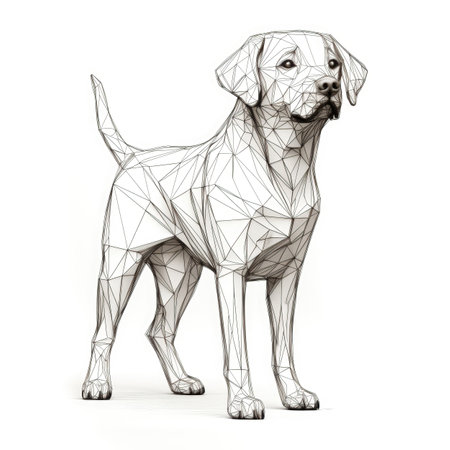 happy Labrador Retriever Dog ai generated. puppy golden, lab portrait, yellow sit happy Labrador Retriever Dog illustrationの素材