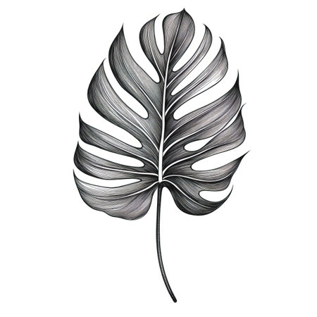 summer monstera leaf ai generated. foliage exotic, tree green, floral forest summer monstera leaf illustrationの素材