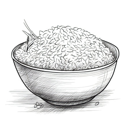 plant rice ai generated. food chinese, harvest sketch, paddy ear plant rice illustrationの素材