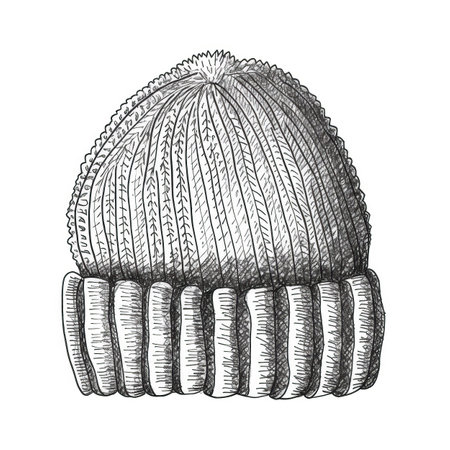 winter knitted hat ai generated. knit wool, fashion beanie, scarf icon winter knitted hat illustrationの素材
