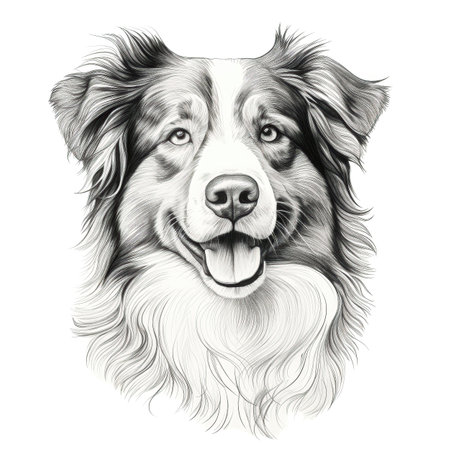 cute Australian Shepherd Dog ai generated. background nature, blue animal, merle adult cute Australian Shepherd Dog illustrationの素材