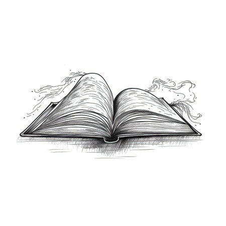 open book ai generated. school library, study page, textbook novel open book illustrationの素材