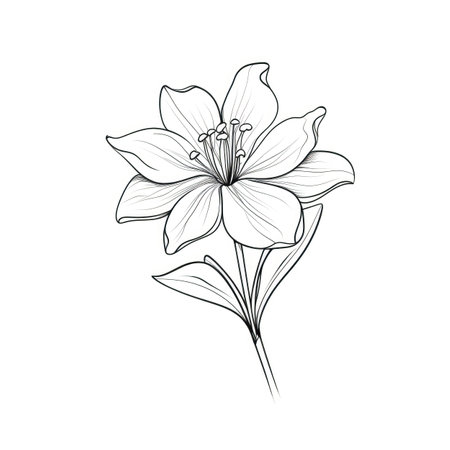 leaf Jasmine flower ai generated. tea petal, summer plant, top outline leaf Jasmine flower illustrationの素材