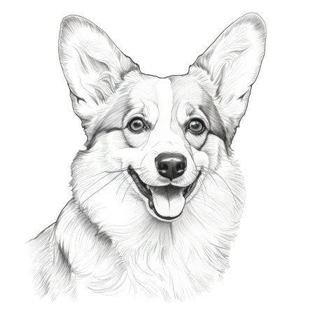 grass Pembroke Welsh Corgi Dog ai generated. puppy standing, background animal, happy summer grass Pembroke Welsh Corgi Dog illustrationの素材