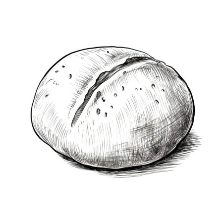 food Sourdough bun ai generated. rye background, rustic bakery, baker brown food Sourdough bun illustrationの素材