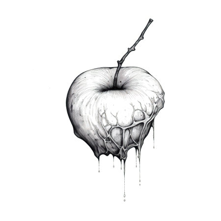 fresh rotten apple ai generated. old food, skin dry, skincare healthy fresh rotten apple illustrationの素材