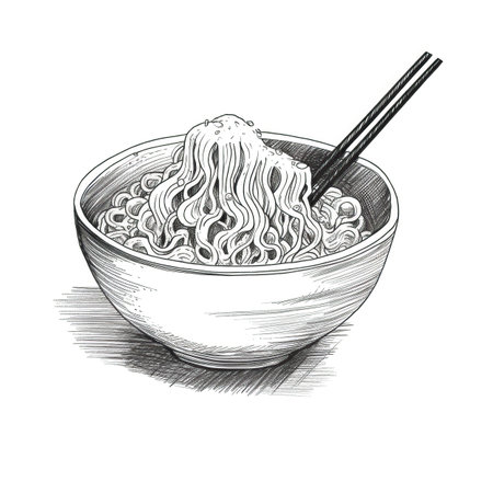 pasta Ramen Noodles ai generated. food black, roman pizza, italy pepper pasta Ramen Noodles illustrationの素材