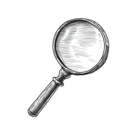 zoom magnifying glass ai generated. loupe look, research focus, lens tool zoom magnifying glass illustrationの素材