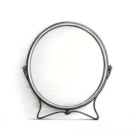 surface mirror ai generated. background realistic, round circle, wall decor surface mirror illustrationの素材