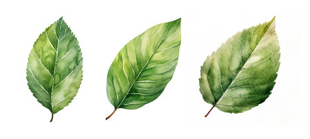 leaves walnut leaf watercolor ai generated. nut background, green nature, natural s leaves walnut leaf watercolor illustrationの素材