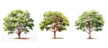 background mahogany tree watercolor ai generated. forest wood, plant green, environment trunk background mahogany tree watercolor illustrationの素材