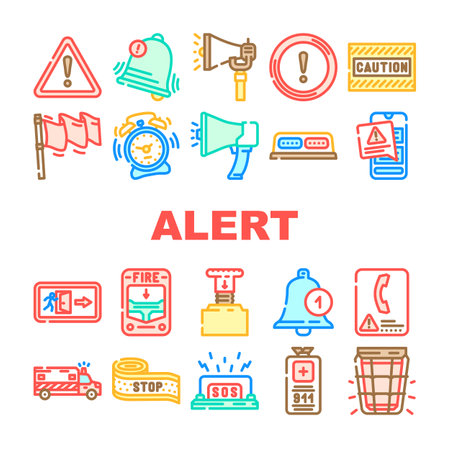 alert caution error danger icons set vectorのイラスト素材