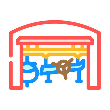 aerospace manufacturing aeronautical engineer color icon vector illustrationのイラスト素材