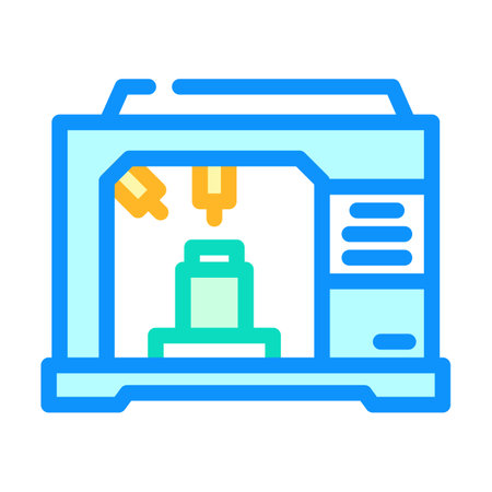 machining center manufacturing engineer color icon vector illustrationのイラスト素材