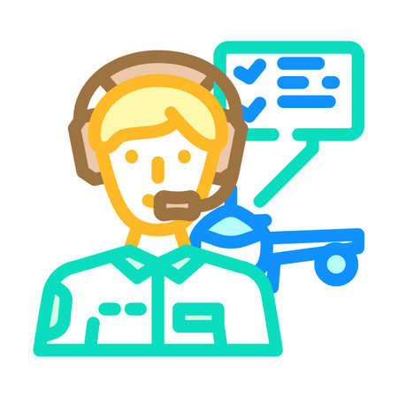 flight test engineer aeronautical engineer color icon vector illustrationのイラスト素材