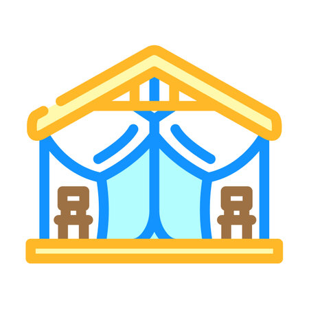 glamping tent forest color icon vector illustrationのイラスト素材
