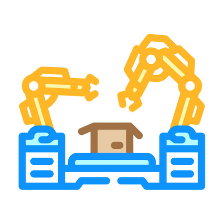 factory automation manufacturing engineer color icon vector illustrationのイラスト素材