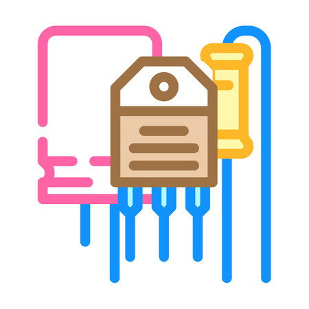 electronic components manufacturing engineer color icon vector illustrationのイラスト素材