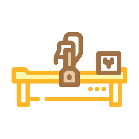 cnc machine manufacturing engineer color icon vector illustrationのイラスト素材