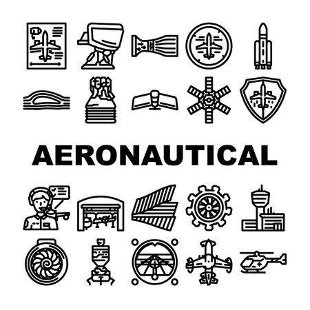 aeronautical engineer aviation icons set vectorのイラスト素材