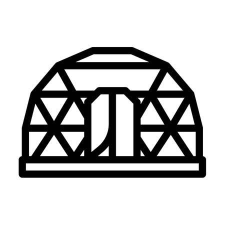 glamping tent nature line icon vector illustrationのイラスト素材