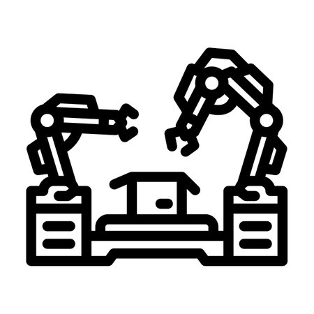 factory automation manufacturing engineer line icon vector illustrationのイラスト素材