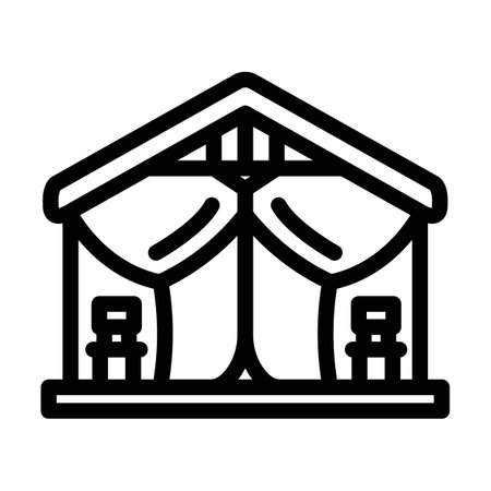 glamping tent forest line icon vector illustrationのイラスト素材